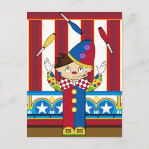 Cartoon Bigtop Juggling Circus Clown Postkarte
