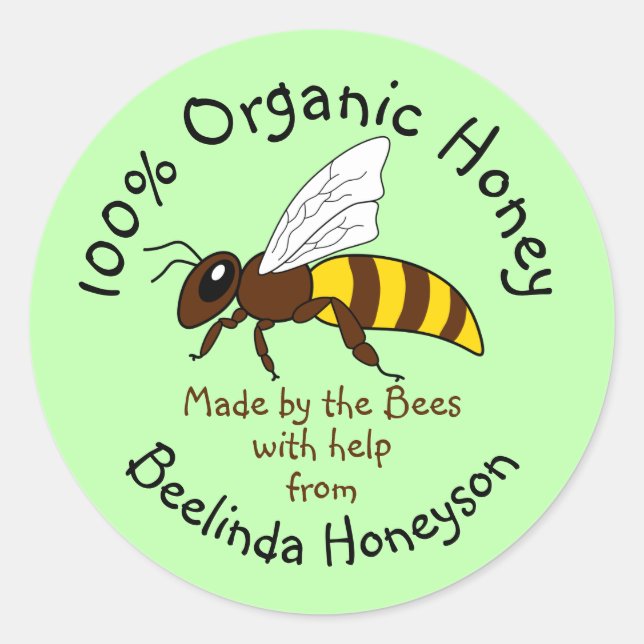 Cartoon Bio Honey Jar Label Stickers (Vorderseite)