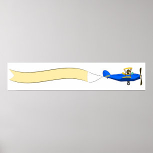 Cartoon-Biplane mit Leerbanner Poster
