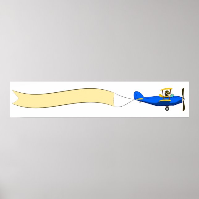 Cartoon-Biplane mit Leerbanner Poster (Vorne)