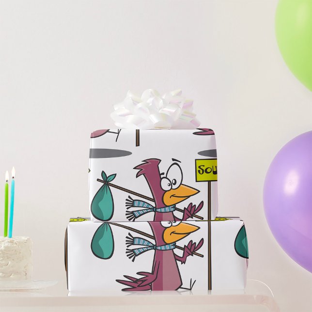 Cartoon Bird Traving South Wrapping Paper Geschenkpapier (Von Creator hochgeladen)