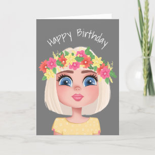 Cartoon Birthday Blume Child Girl Karte