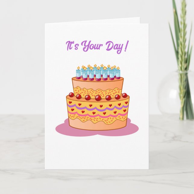 Cartoon Birthday Cake Birthday Karte (Vorderseite)