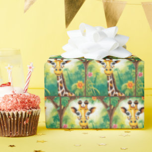 Cartoon Birthday Giraffe Geschenkpapier