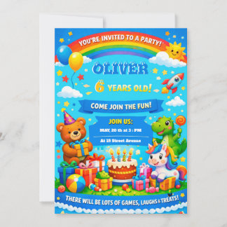 Cartoon Birthday Invitation for kids Einladung