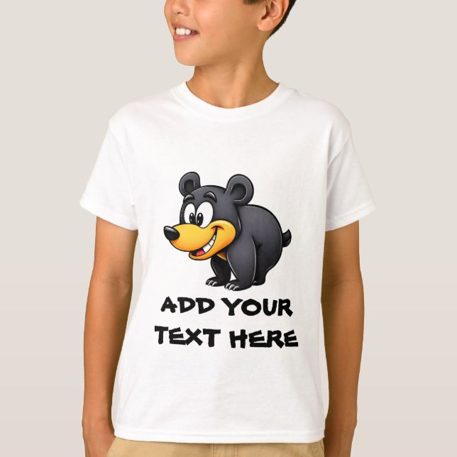 Cartoon Black Bear T-Shirt (Vorderseite)