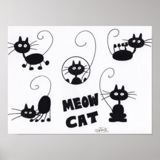 Cartoon Black Cat - Plakat