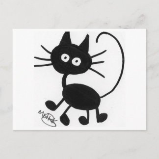 Cartoon Black Cat Postkarte