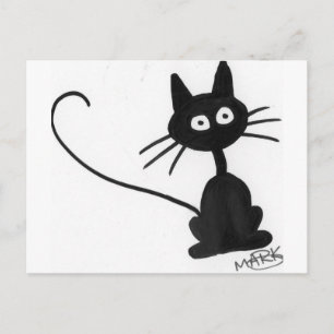 Cartoon Black Cat Postkarte