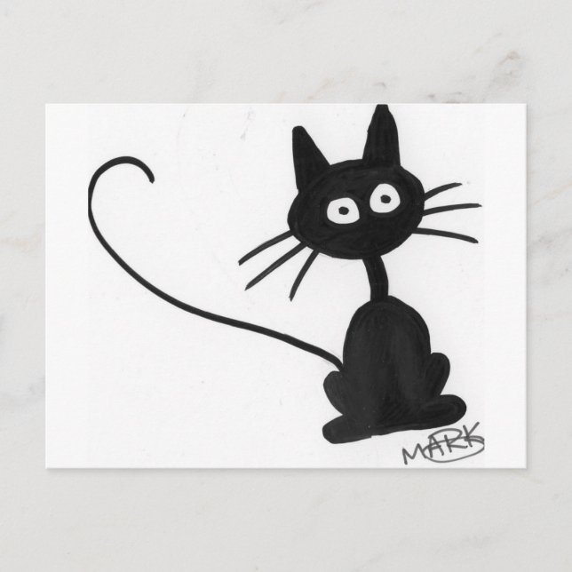 Cartoon Black Cat Postkarte (Vorderseite)