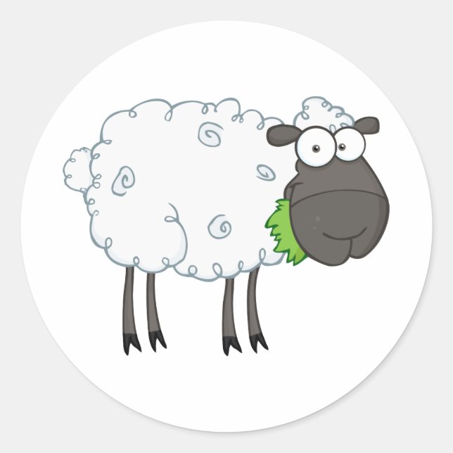Cartoon Black Sheep Runder Aufkleber (Vorderseite)