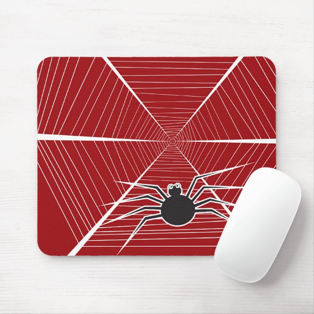 Cartoon Black Spider & Web Spooky Spaß Halloween Mousepad (Mit Mouse)