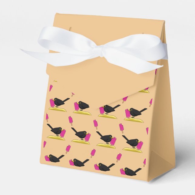 Cartoon Blackbird isst ein Eiscrememuster Geschenkschachtel (Vorderseite)