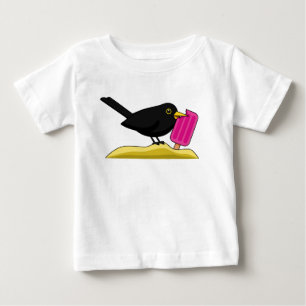 Cartoon Blackbird isst eine Eiscreme Baby T-shirt