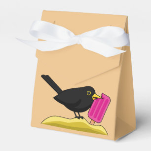 Cartoon Blackbird isst eine Eiscreme Geschenkschachtel