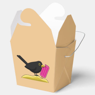 Cartoon Blackbird isst eine Eiscreme Geschenkschachtel