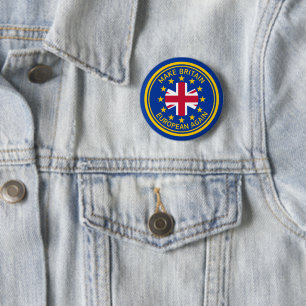 Cartoon Blau Gelb Rot Union Jack Logo B Button