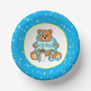 Cartoon blau und gelb Teddy Bear Babydusche Pappteller