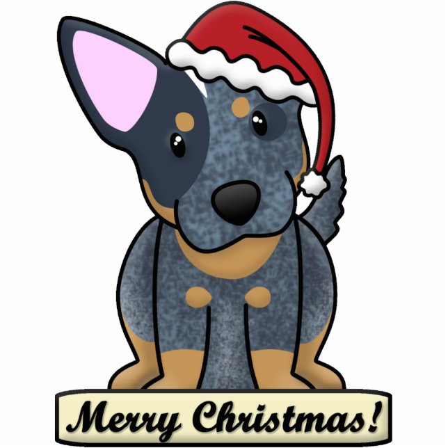 Cartoon blaue Heeler Weihnachtsverzierung Fotoskulptur Ornament (Vorne)