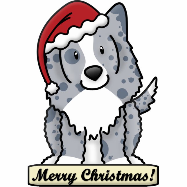 Cartoon blaue Sheltie Weihnachtsverzierung Fotoskulptur Ornament (Vorne)