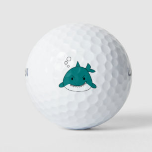 Cartoon Blauer und Weißer Hai Golfball