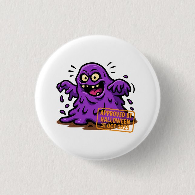 Cartoon Blob - Wird zu Halloween genehmigt Button (Vorderseite)