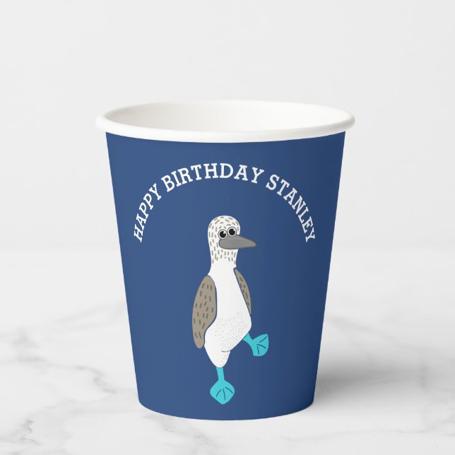Cartoon Blue Footed Booby Bird Party Pappbecher (Vorderseite)
