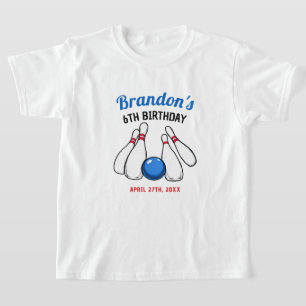 Cartoon Blue & Red Bowling Kinder 6. Geburtstag T-Shirt