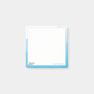 Cartoon Blue White Gray Hai Post-it Klebezettel