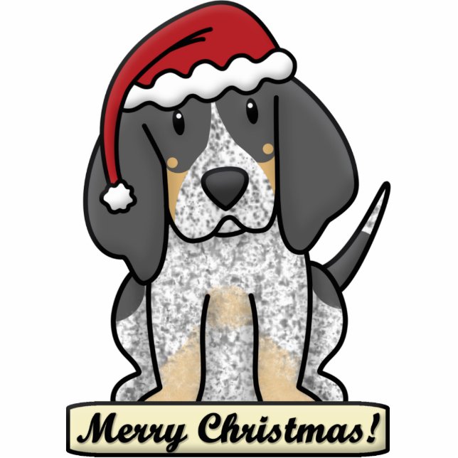 Cartoon Bluetick Coonhound-Weihnachtsverzierung Fotoskulptur Ornament (Vorne)