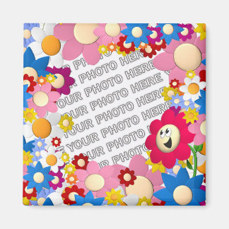 Cartoon Blume Collage Foto Magnet