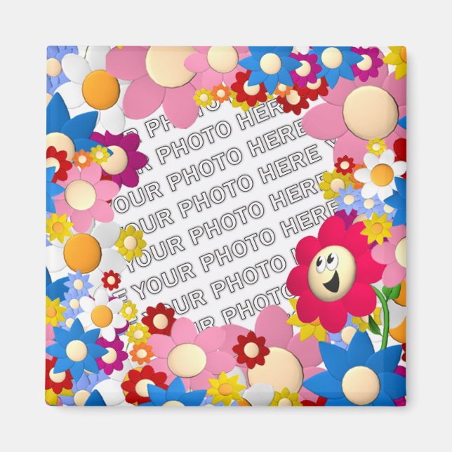 Cartoon Blume Collage Foto Magnet (Vorne)
