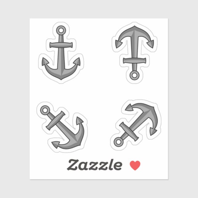Cartoon Boat Anchor Set Aufkleber (Blatt)