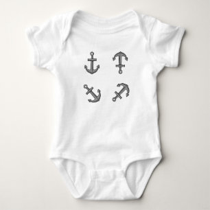 Cartoon Boat Anchor Set Baby Strampler