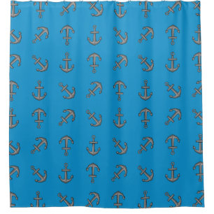 Cartoon Boat Anchor Set Duschvorhang