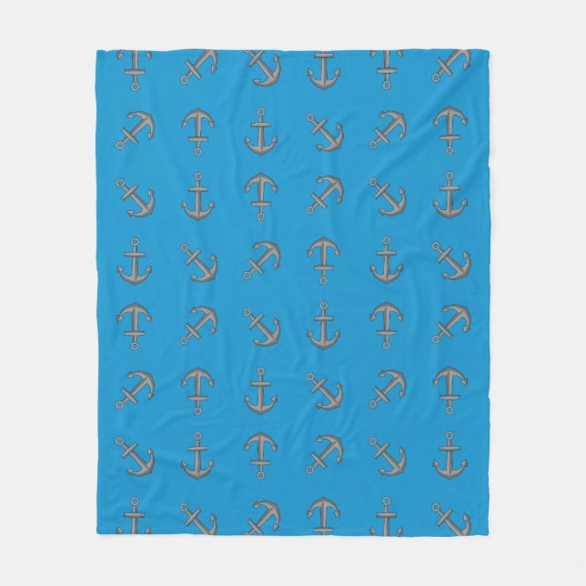 Cartoon Boat Anchor Set Fleecedecke (Vorderseite)