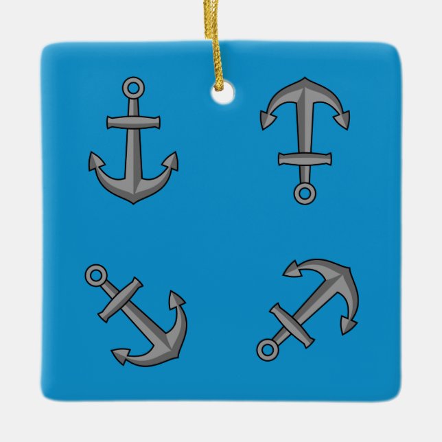 Cartoon Boat Anchor Set Keramikornament (Vorderseite)