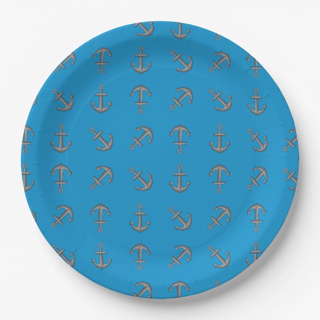Cartoon Boat Anchor Set Pappteller (Vorderseite)
