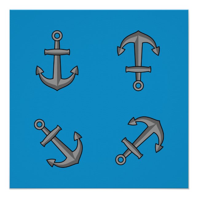 Cartoon Boat Anchor Set Poster (Vorderseite)