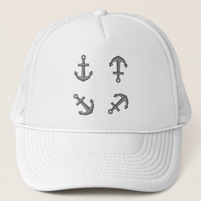 Cartoon Boat Anchor Set Truckerkappe (Vorderseite)