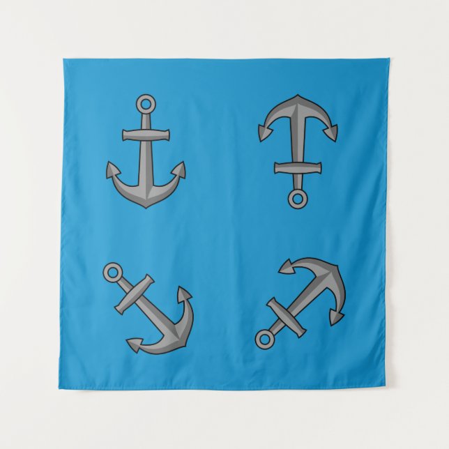 Cartoon Boat Anchor Set Wandteppich (Vorderseite)