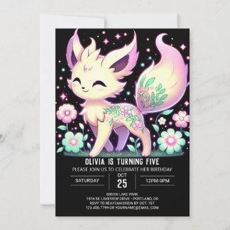 Cartoon Boho Fox Digital Geburtstag Einladung
