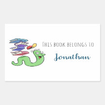 Cartoon Bookworm Buchzeichen mit Individuelle Name