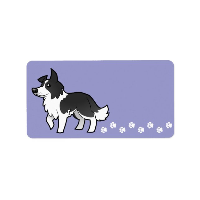 Cartoon Border Collie Adressaufkleber (Vorne)