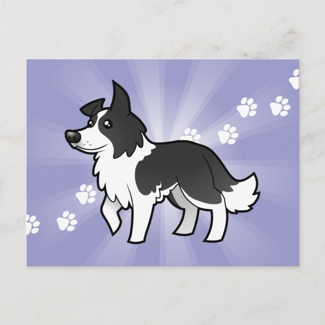 Cartoon Border Collie Postkarte (Vorderseite)