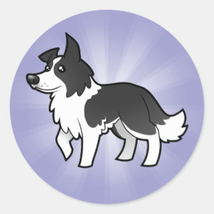 Cartoon Border Collie Runder Aufkleber