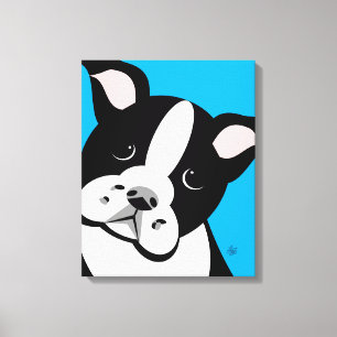 Cartoon Boston Terrier Canvas Print Leinwanddruck