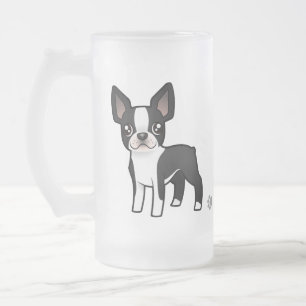Cartoon-Boston-Terrier Mattglas Bierglas