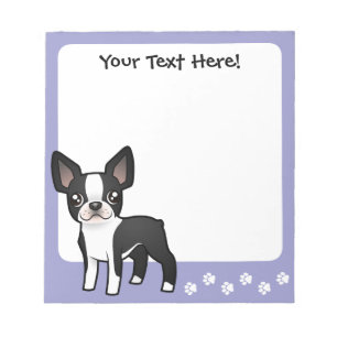 Cartoon Boston Terrier Notizblock