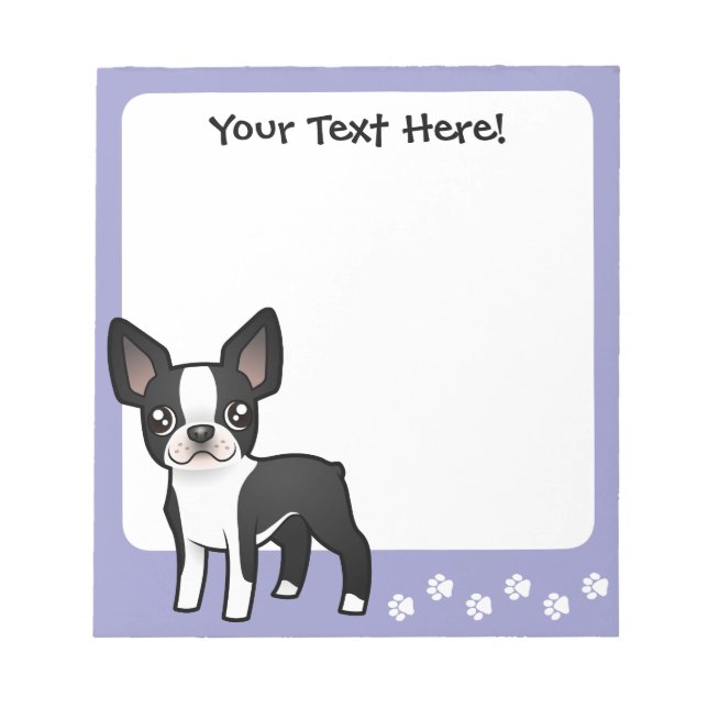 Cartoon Boston Terrier Notizblock (Vorderseite)